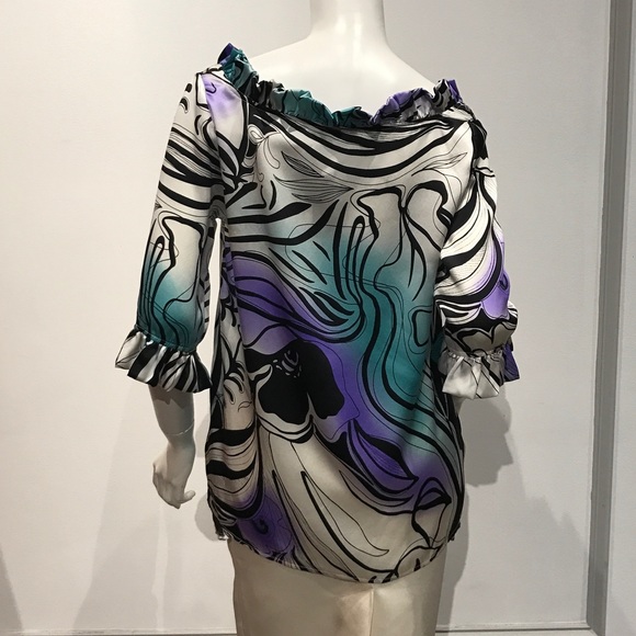 Calvin Tan printed silk top - Picture 3 of 4