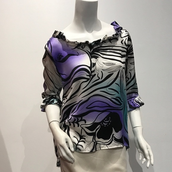 Calvin Tan printed silk top - Picture 4 of 4