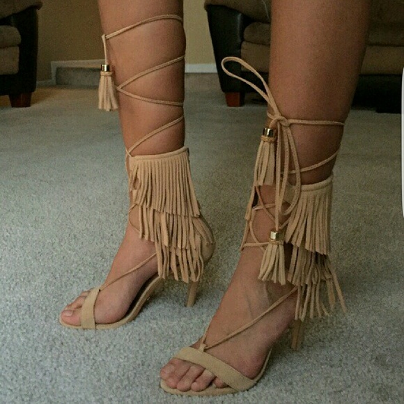 SCHUTZ fringe lace up heel