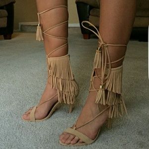 SCHUTZ fringe lace up heel