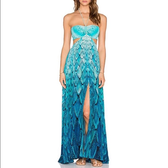 ISO!!!!! Caffe Feather Cut Out Maxi Dress