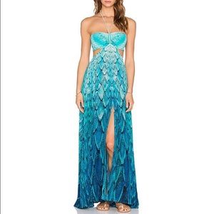 ISO!!!!! Caffe Feather Cut Out Maxi Dress