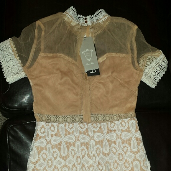 Crochet & Mesh Body con Dress - Picture 3 of 7