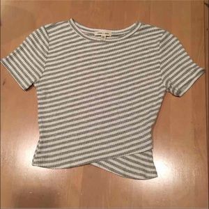 NWOT gray and white striped crop top