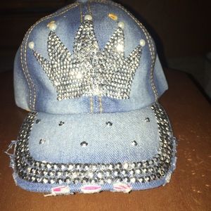Rhinestone denim queen cap NWOT