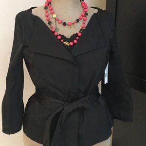 Theory Black Taffeta 3/4 Sleeve Belted Jacket-NWT