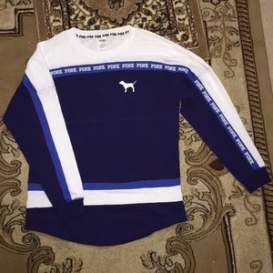 Blue PINK Victoria's Secret Varsity Crew