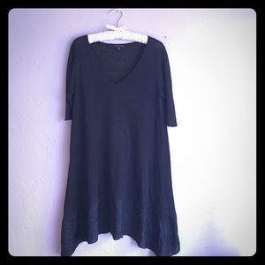 Eileen Fisher handkerchief hem mixed media tunic