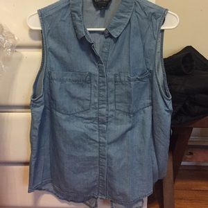Button up denim tank top