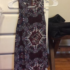 Floral tank top. Maroon white and blue