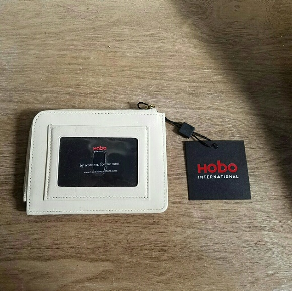 HOBO White leather Credit Card holder keychain