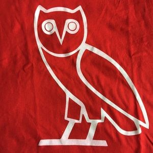 Red And White OVO Drake logo shirt