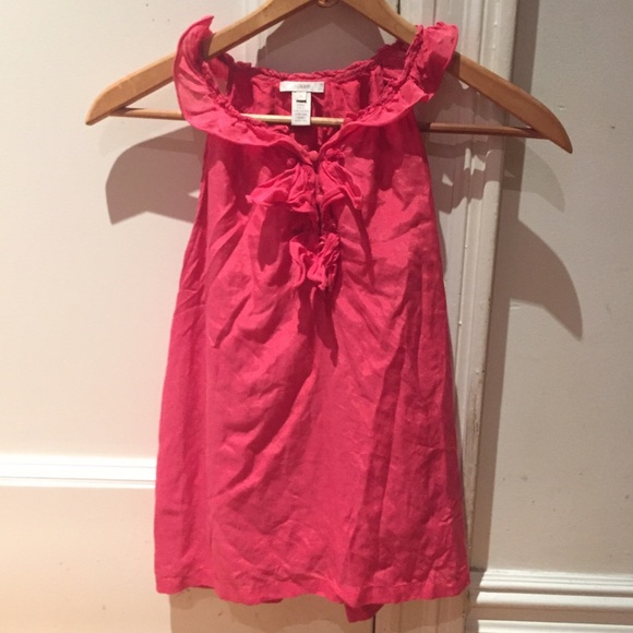 J Crew sleeveless pink ruffle silk blouse
