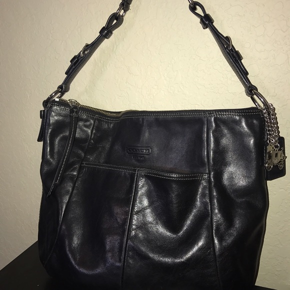 Leather coach handbag