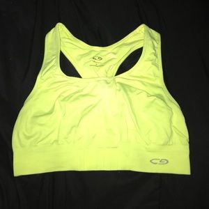 Neon yellow sports bra