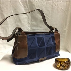 Nine & Co Handbag, Navy blue, brown straps