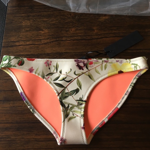 Triangl white poppy floral swim bottoms