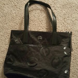Black Sequins Coach Tote