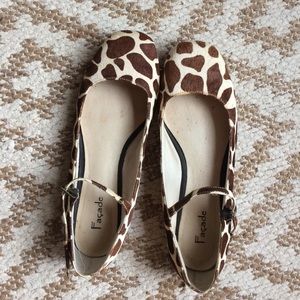 Giraffe Print Mary Jane Flats