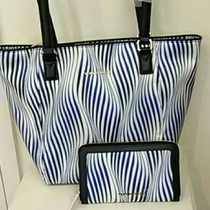 Small Vera Bradley SET Ella tote wallet stripes Small Vera Bradley SET Ella tote wallet stripes