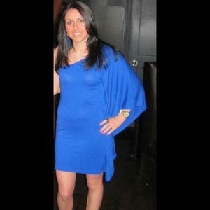 Express blue one sleeved dress