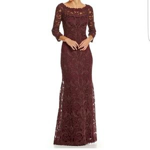 Tadashi Shoji Embroidered Lace Gown