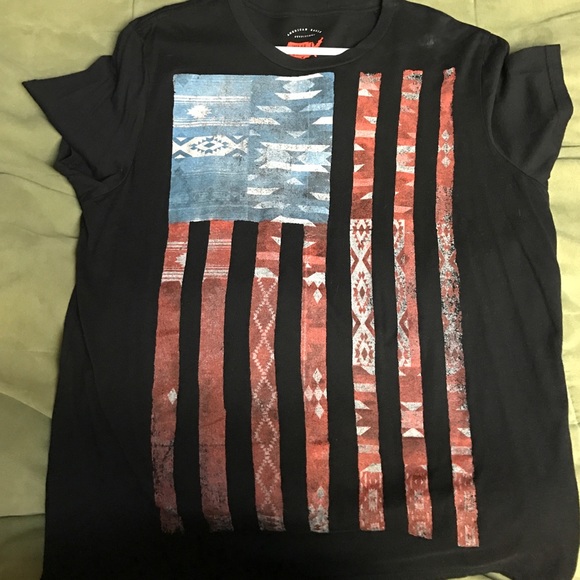 Aztec print American flag tee