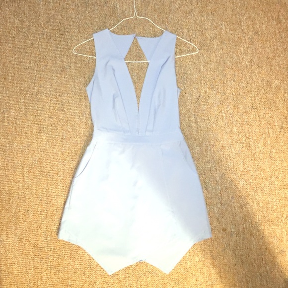 Light blue backless deep V romper Tobi Sz Small