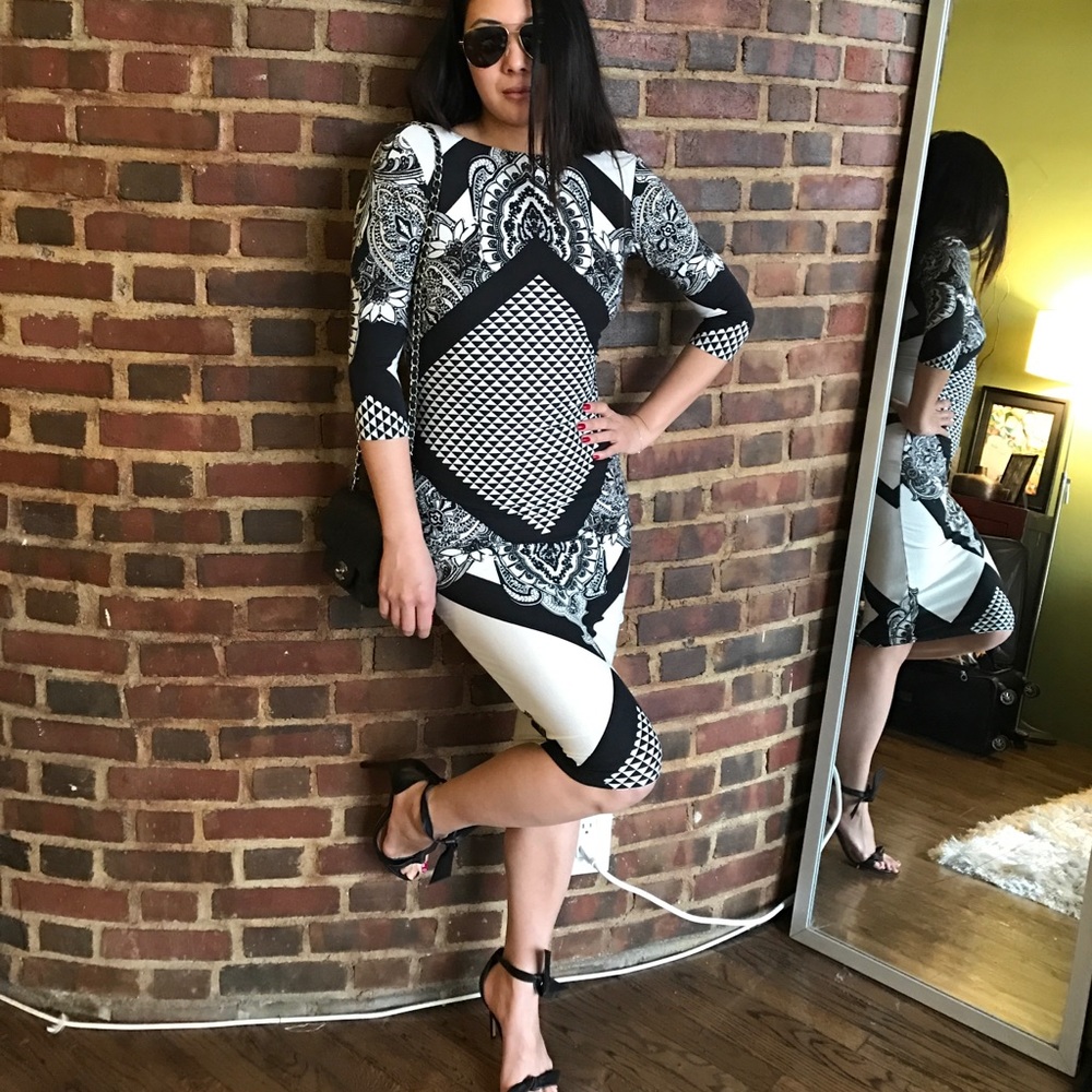 ASOS black and white dress with scoop back