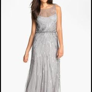 Aidan Matrix Illusion Yoke Sequin Mesh Gown