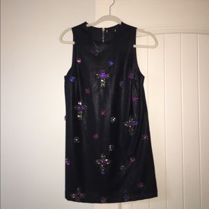 Black Leather Dress with Beautiful Stones