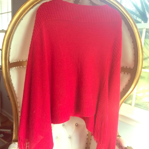Red Sweater Poncho