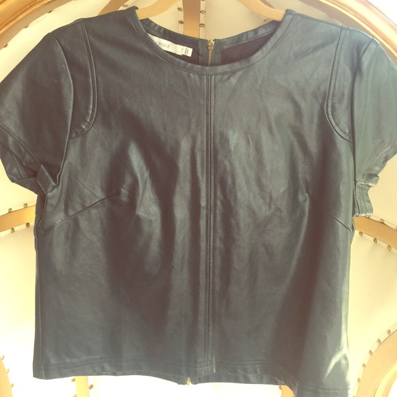 Dark Green Leather Top