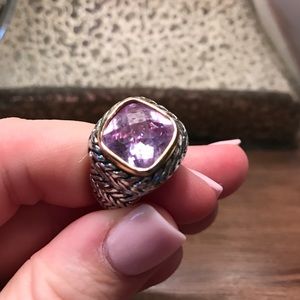 Silver and Gold Ring with Amethyst stone.