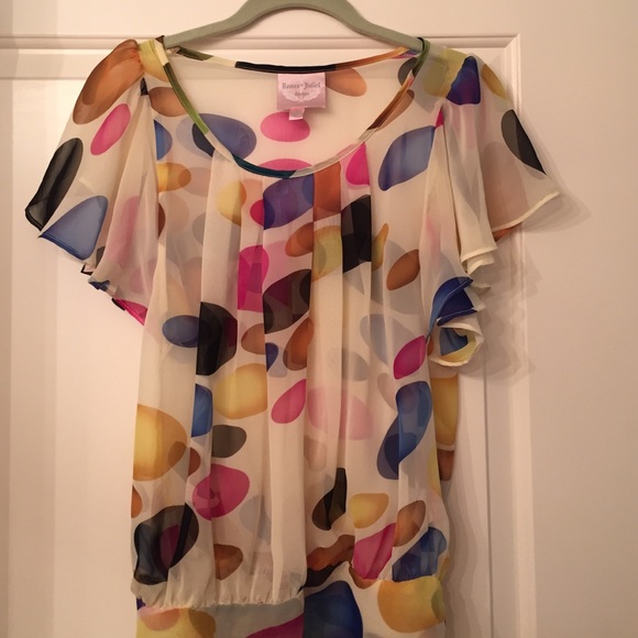 Romero & Juliete Couture colorful sheer blouse.