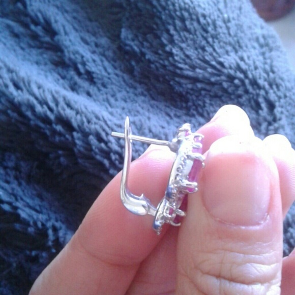 Ruby and Sterling Silver Earrings - Picture 2 of 4