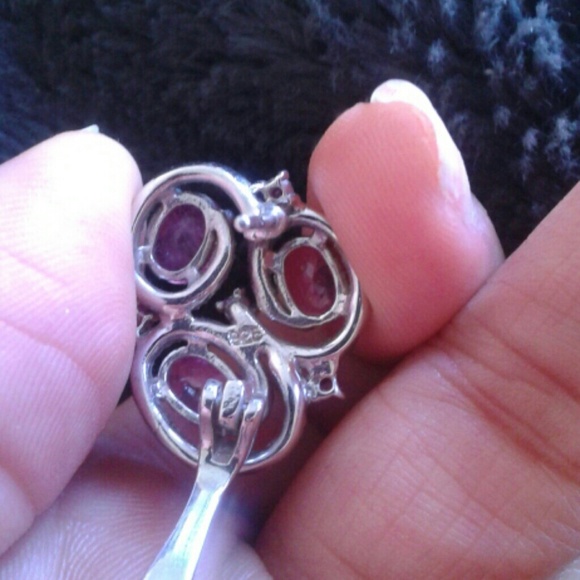 Ruby and Sterling Silver Earrings - Picture 3 of 4