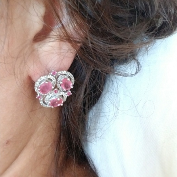 Ruby and Sterling Silver Earrings - Picture 4 of 4