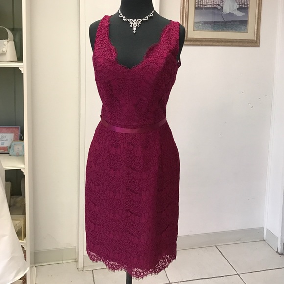 Magenta lace cocktail dress