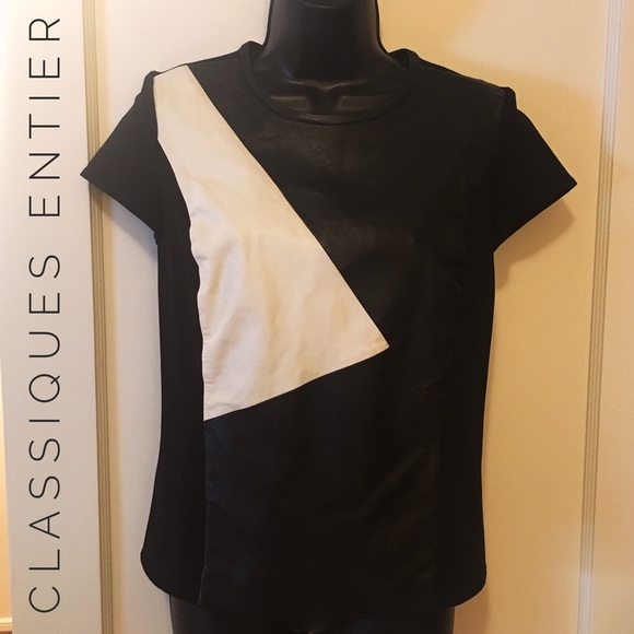Black and white leather panel top