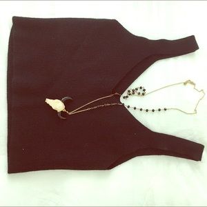 Cotton Black V-neck Crop Top
