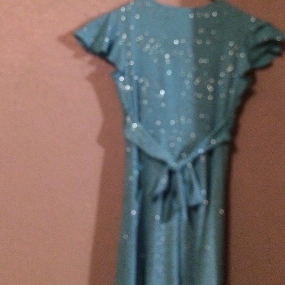 Aqua with silver glitter flowers - Picture 2 of 3