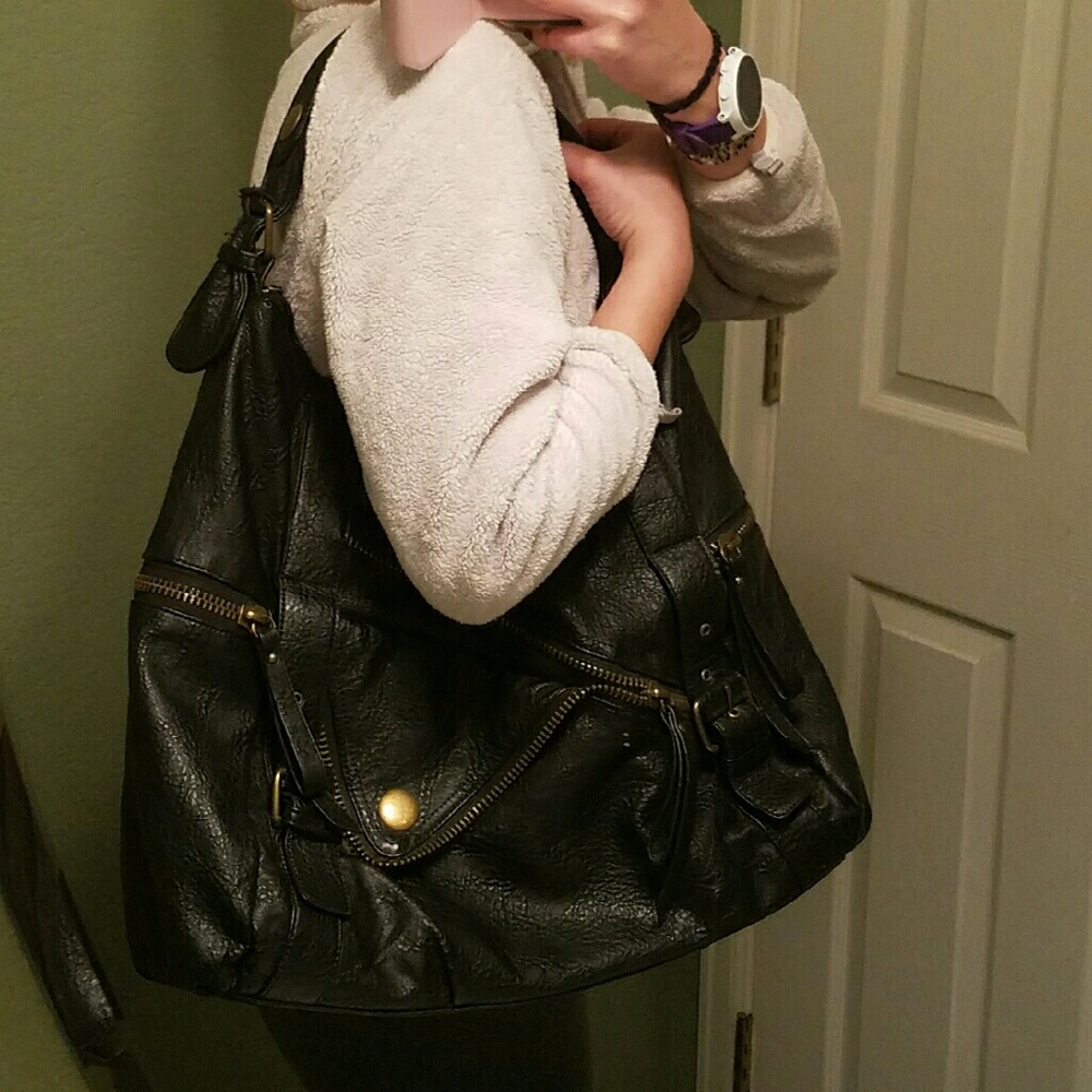 Big Budda black vegan leather tote purse