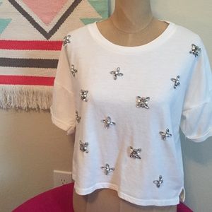 Embellished Short Sleeve Sweater
