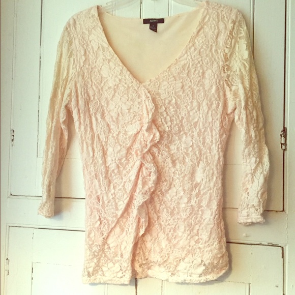 Pink Lace Ruffle Front Shirt