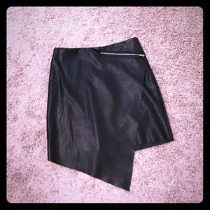 Faux leather black asymmetrical skirt