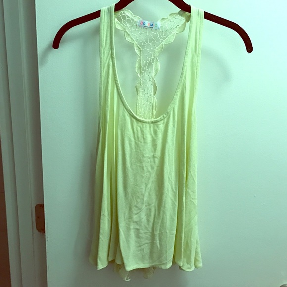 Lace Back Yellow Tank