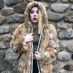 Vintage Genuine Fur Coat with hood