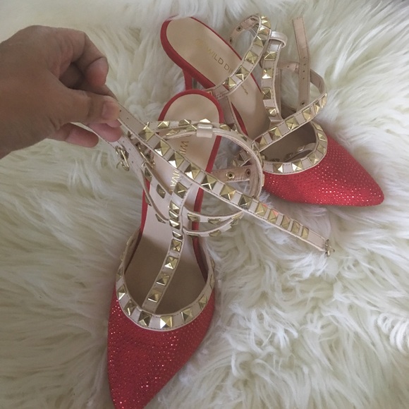 Wild Diva Red Studded sandals