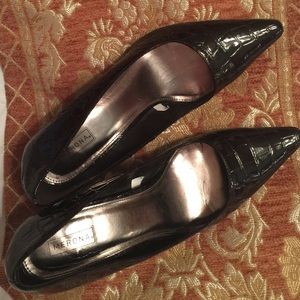 Faux Alligator Dark Brown Heels